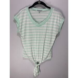 Charlotte Russe Womens Striped Tie-Front V-Neck T-Shirt Size M